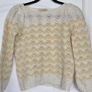 Cream and Yellow Chevron Women's Sweater